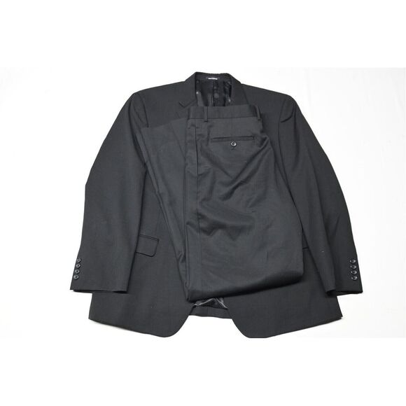 Pronto Uomo 46R 36x34 Black Platinum 100% Wool Jacket Pants Suit